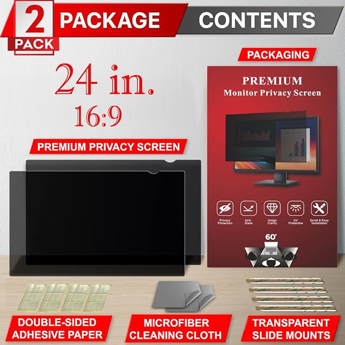 24 Inch Privacy Screen Filter for Widescreen 16:9 Monitor | Privacy Shield | - Image 4