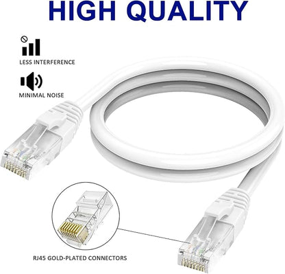 Adoreen Cat 6 Ethernet Cable 200 Ft-White, Outdoor & Indoor Snagless Long Round - Image 3