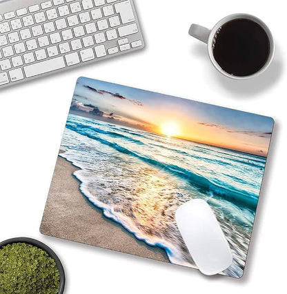Beach Sunset Washable Square Waterproof Cute Gaming Office Laptop Mousepad - Image 4