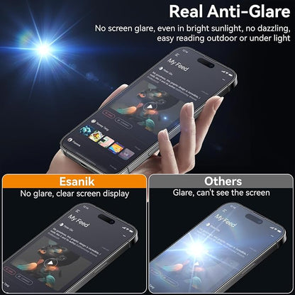 Esanik for iPhone 16/15 Matte Glass Screen Protector Anti-Glare & - Image 3