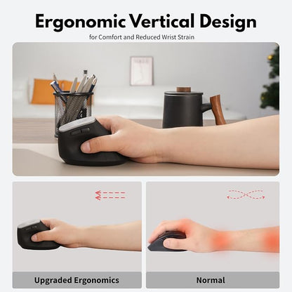 Vertical Mouse Wireless, 2.4G Rechargeable Mouse - Image 3