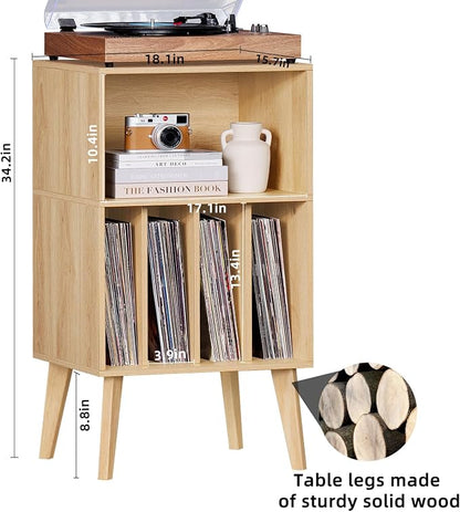 Lerliuo Record Player Stand, Burlywood Turntable Stand Holds up to 160 Albums - Image 3