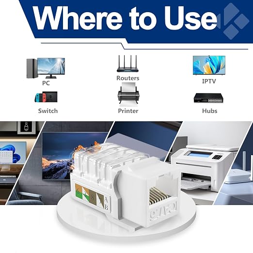 Keystone Jack 25-Pack, RJ45 Cat6 Keystone Jacks, Cat6 Ethernet Jack 90 Degree - Image 6