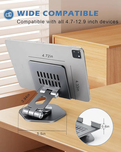 Foldable Aluminum Tablet Stand for Desk, 360° Swivel iPad & Tablet Holder – - Image 6