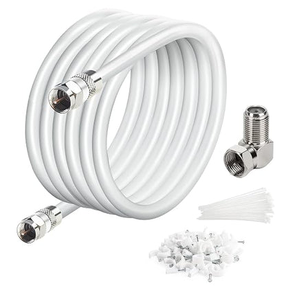 Elecan 20 Ft RG6 Coaxial Coax Cable Connectors Set, Quad Shielded High-Speed by Elecan