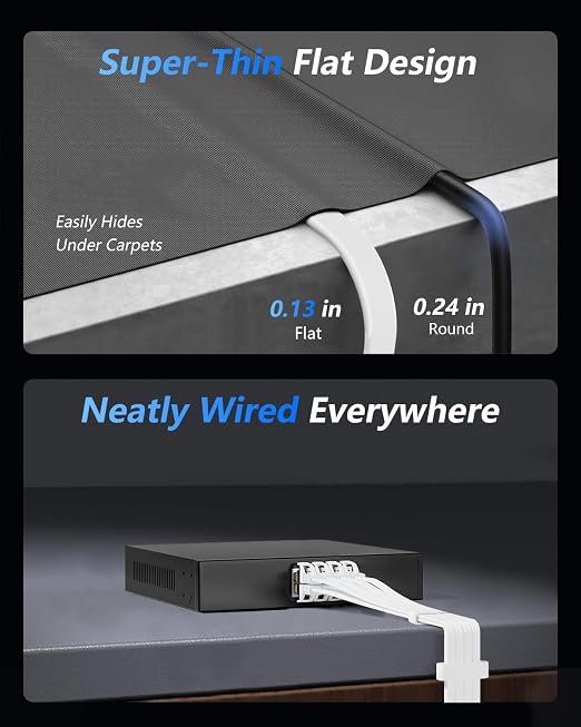 BUSOHE Cat 8 Ethernet Cable 200 FT, 40Gbps 2000Mhz High Speed Flat Cat8 Cable - Image 4