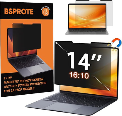 Magnetic Laptop Privacy Screen 14 Inch 16:10 Display- Removable Anti-Glare Blue by BSPROTE