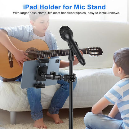 PLDHPRO Tablet Holder for Mic Stand 360° Swivel iPad Music Stand Mount for - Image 3