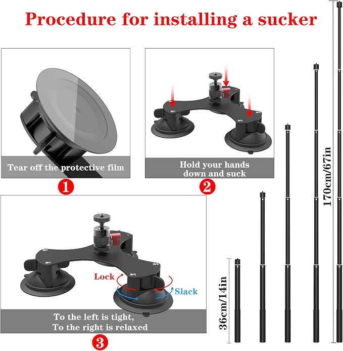 Taisioner Suction Car Mount for Camera Insta360 X5/X4/X3/X2/GO 3/ONE/RS - Image 4