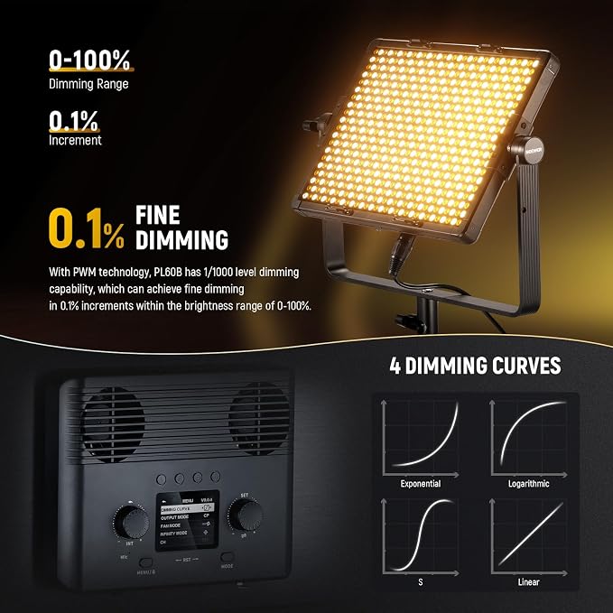 NEEWER Bi Color LED Panel Video Light APP/2.4G/DMX Control, 60W 26600Lux/0.5m - Image 5