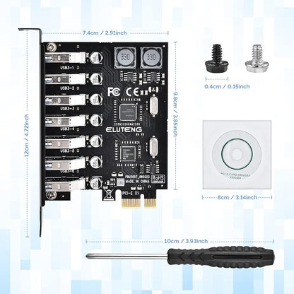 ELUTENG PCIE USB 3.0 Card 7 Ports PCI Expree to USB Expansion Card Super Speed - Image 8