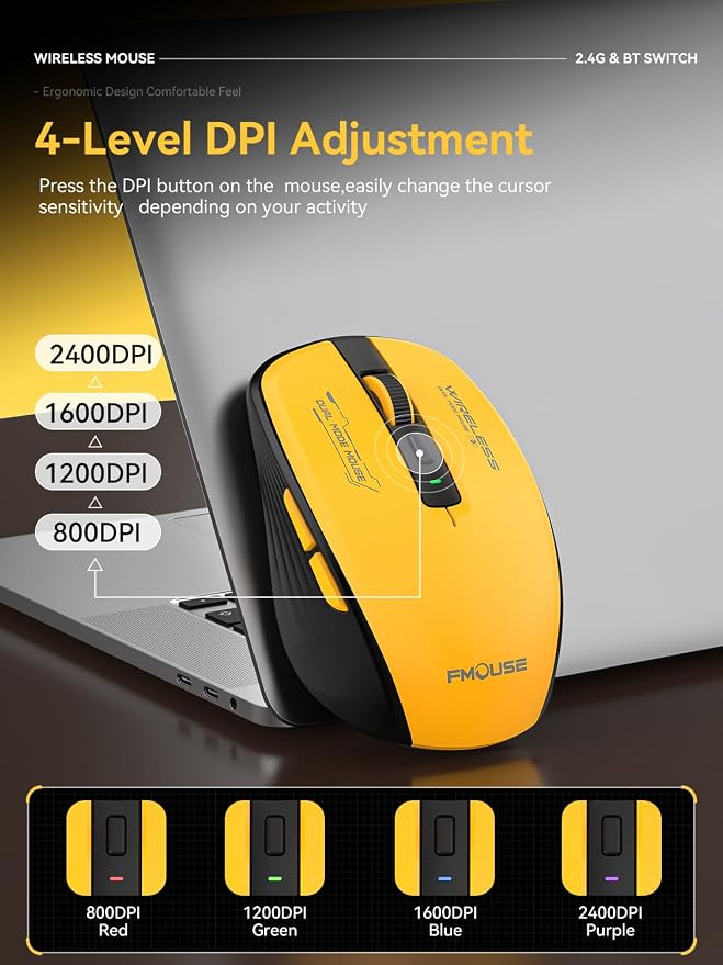 Wireless Mouse with Forward/Backward Side Keys, Silent Click, Ergonomic - Image 6