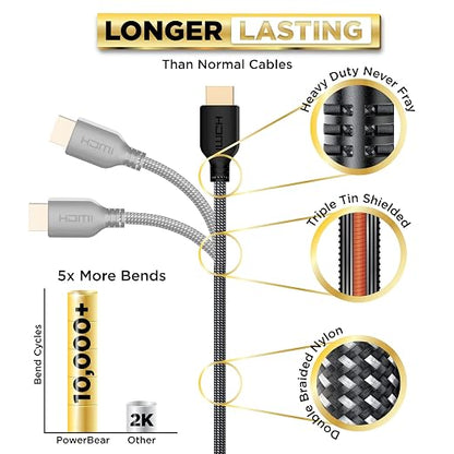 PowerBear 4K HDMI Cable 25 ft High Speed, Braided Nylon & Gold Connectors - Image 3