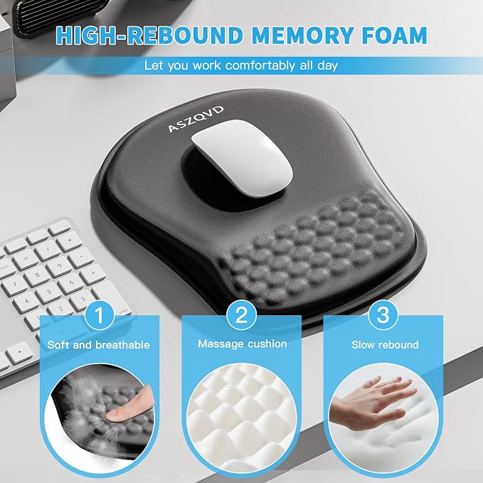 Mouse Pad with Wrist Rest, Ergonomic Mousepads with Wrist Support, Soft Lycra - Image 3