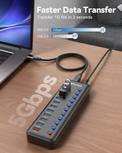 Powered USB Hub, Wenter 11-Port USB Splitter Hub - Image 3