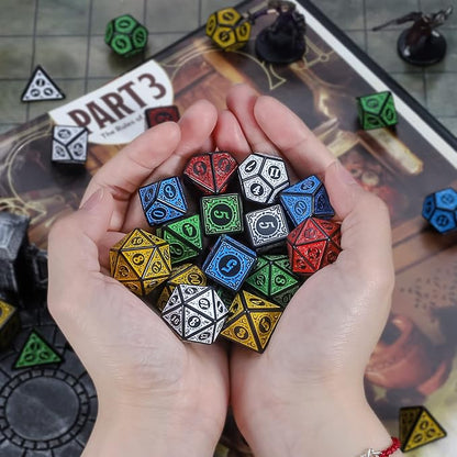 CiaraQ Polyhedral Dice with 5 Pouches, 5 Sets of Retro Dice - Image 8