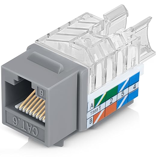 Everest 45° Angled RJ45 Cat6 Keystone Jacks 100-Pack in Gray by EverestMediaSolutions