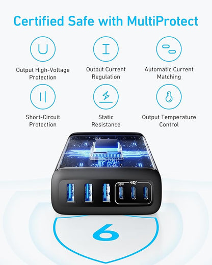 Anker Desktop Charger, Fast Charging USB C Charger, 112W Max 6-Port Charging - Image 7