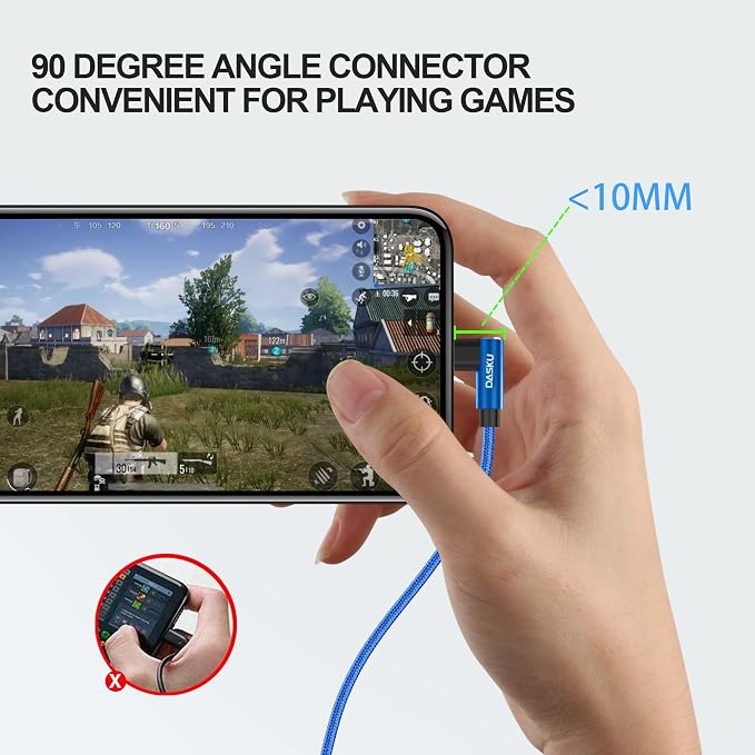 90 Degree iPhone Charger 10FT 2Pack USB Lightning Cable 10 Foot Right Angle - Image 5