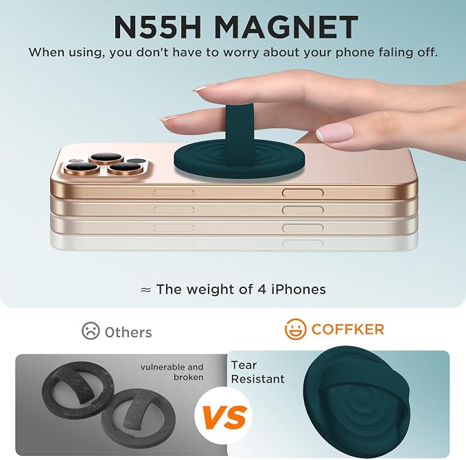 Magnetic Phone Ring Grip Holder, Silicone Finger Loop Grip, Compatible - Image 5