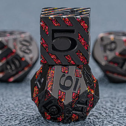 Metal Dice Set DND, Metallic Glitter Stripes D&D Dice Set - Image 2