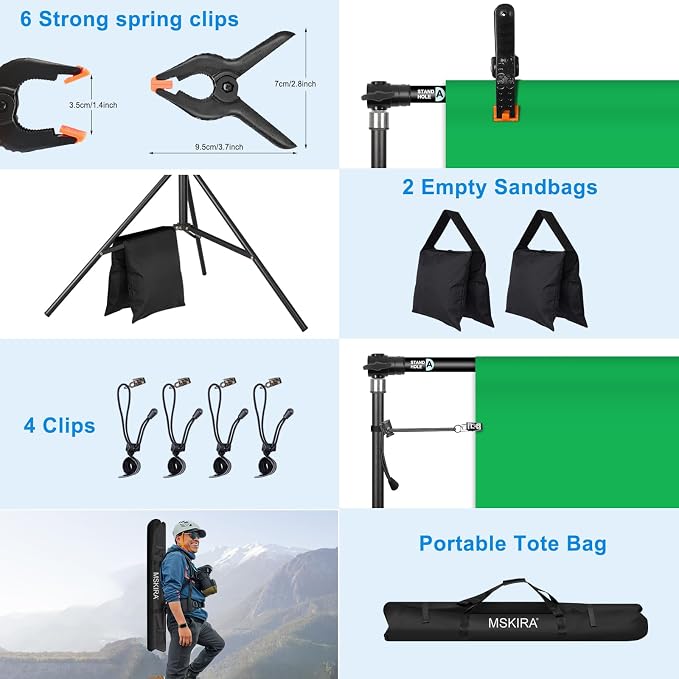 10 x 6.9 Ft Photo Backdrop Support Stand, MSKIRA Adjustable Background Stand - Image 4