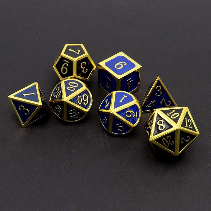 Haxtec Temperature Color Chaning Metal DND Dice Set Gold Blue Polyhedral D&D - Image 3