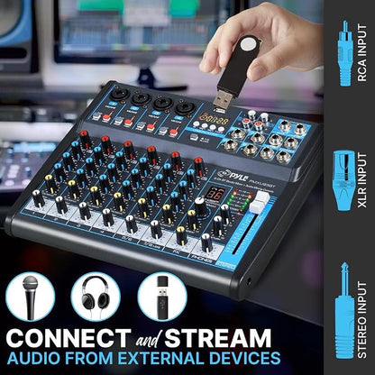 Pyle Professional Audio Mixer Sound Board Console Desk System- Interface 8 - Image 3