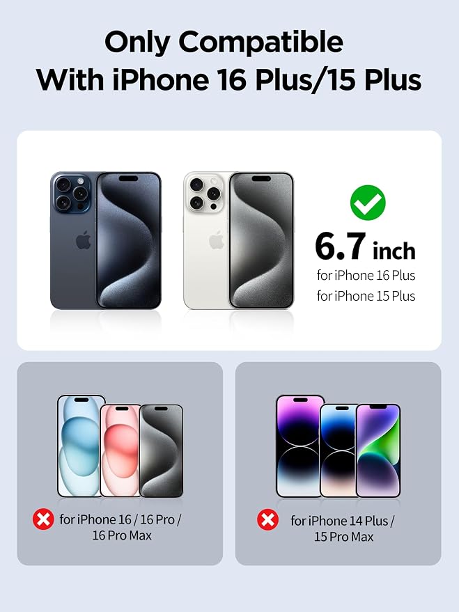 Compatible for iPhone 16 Plus/iPhone 15 Plus Privacy Screen Protector Tempered - Image 2