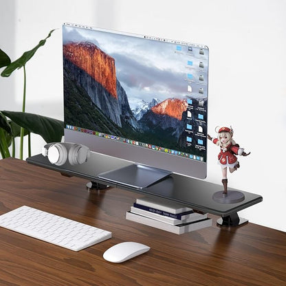 suptek Clamp-on 32 Inch Dual Monitor Desk Mount Riser Shelf Computer Stands - Image 6
