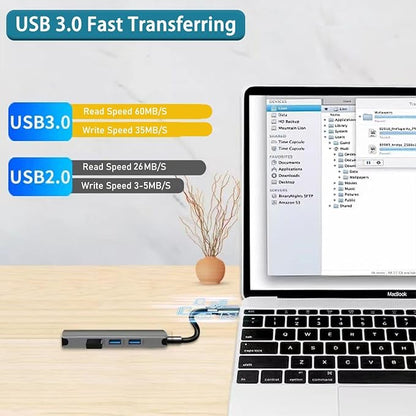 USB Hub 3.0 with 4 Ports, VIENON Aluminum USB C to USB 3.0 Hub USB Splitter - Image 3