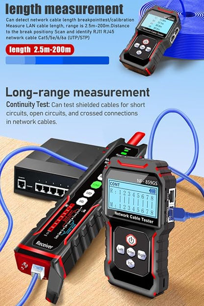 NF-859GS Network Cable Tester POE RJ45 RJ11 CAT5 CAT6 Cable Toner Continuity - Image 3