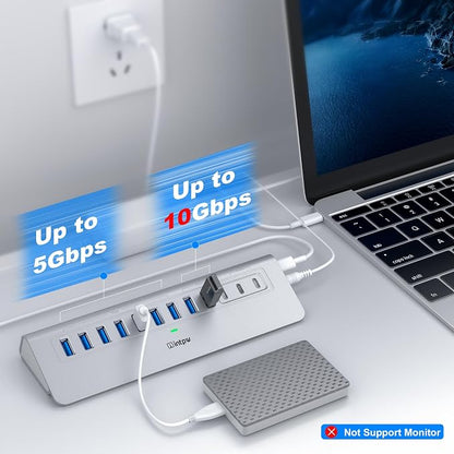 Powered USB Hub 10Gbps, intpw 12 Port USB C Hub - Image 3
