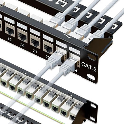 iwillink 10Gbps Patch Panel 24 Port, RJ45 Through Coupler Cat6 Patch Panel by IWILLINK