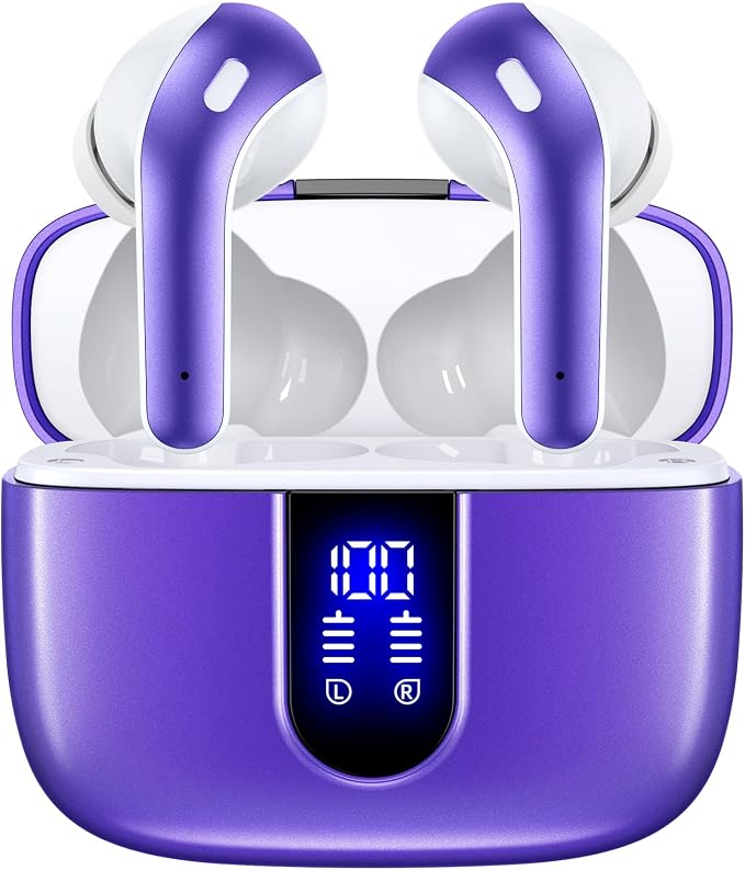 TAGRY Bluetooth Headphones True Wireless Earbuds 60H Playback LED Power Display by TAGRY