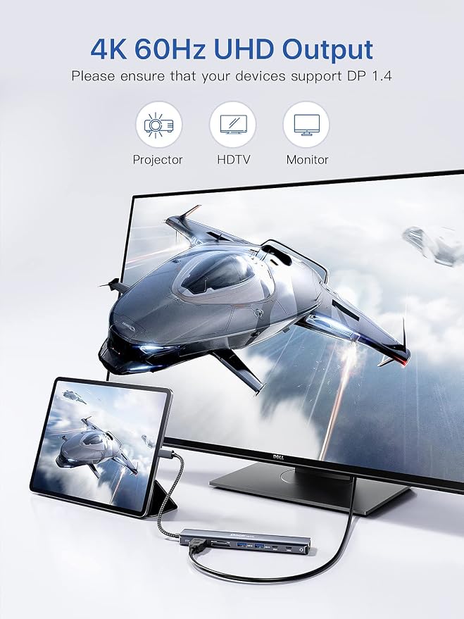 Dockteck 9-in-1 USB-C Hub: HDMI 4K@60Hz, 100W PD, 2x USB-A 5 Gbps, SD/TF Card - Image 3