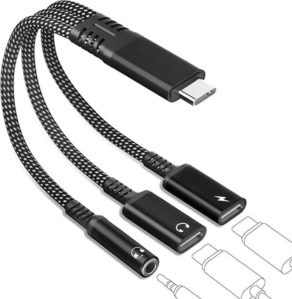 tavalmax USB C Splitter, USB C to 3.5mm Headphone and Charger Adapter, USB by tiavalmax