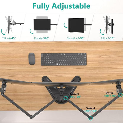 WALI Free Standing Triple Monitor Mount, Heavy Duty Triple Monitors Stand - Image 5