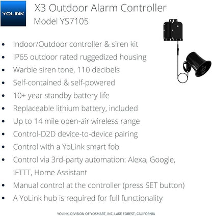 YoLink X3 Version Outdoor Alarm Controller and SirenFob Kit, Ruggedized - Image 2