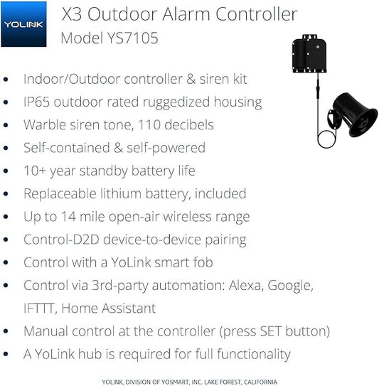YoLink X3 Version Outdoor Alarm Controller and SirenFob Kit, Ruggedized - Image 2