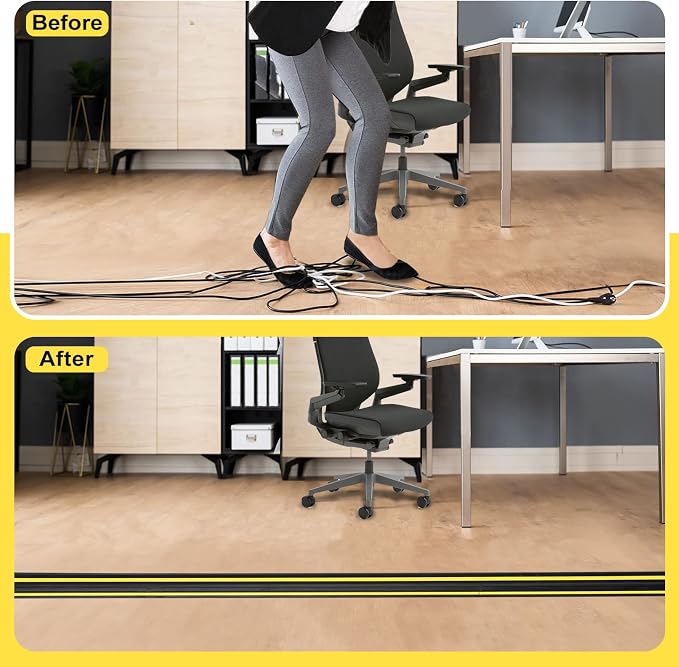10 ft Floor Cable Cover Protector, Heavy Duty PVC Duct Easy to Unroll, Prevent - Image 7