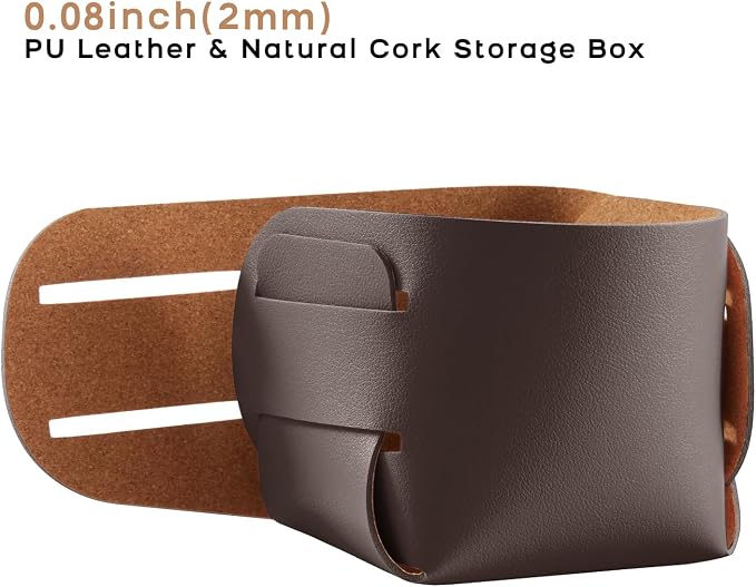 HOMIEAZICOZI 2-Pack Cork Leather Desk Accessories Storage - Image 2
