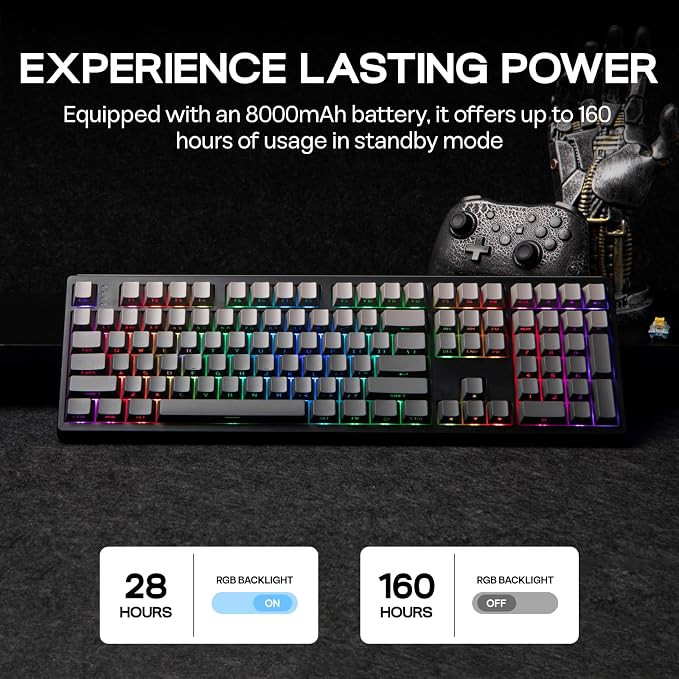 EPOMAKER TH108 Full Size Mechanical Keyboard, Wireless Gaming Keyboard - Image 5