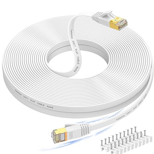 Cat 7 Ethernet Cable 100 ft High Speed, Flat Internet Network LAN Wire by Folishine