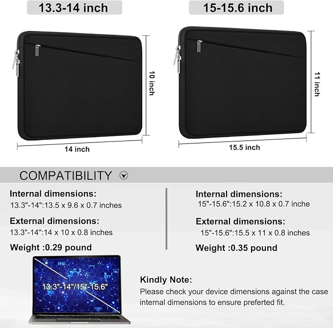 Laptop Sleeve Case 13.3 Inch, Durable 14 Inch Laptop Case Computer Carrying Bag - Image 6