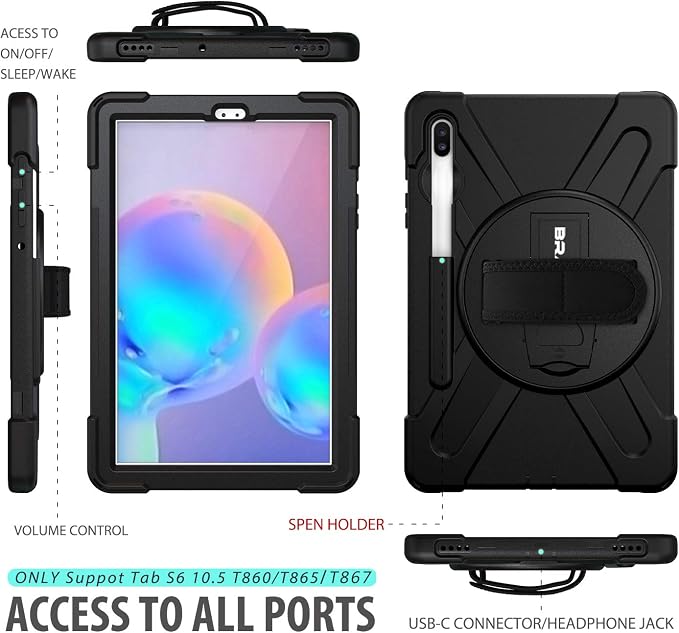 BRAECN for Galaxy Tab S6 Case, Heavy Duty Shockproof Case - Image 2