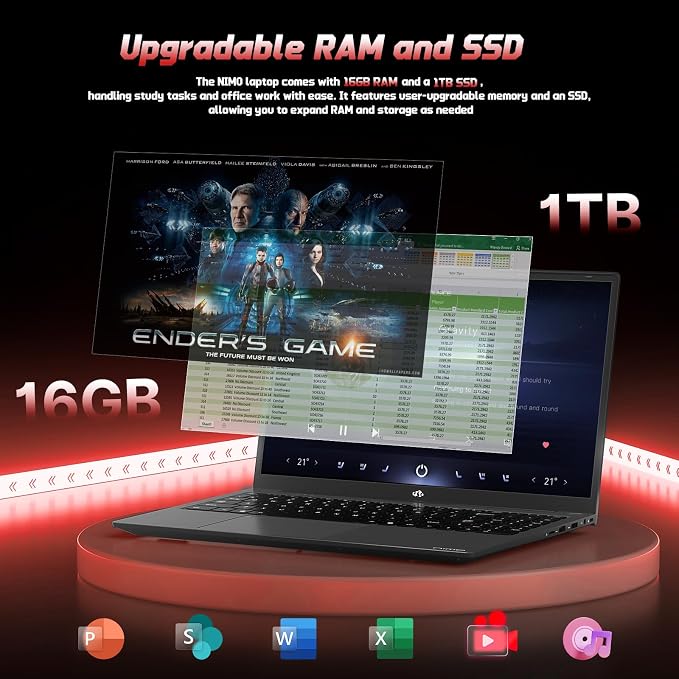NIMO 15.6" FHD IPS Laptop, Intel N150, 16GB RAM 1TB SSD, Backlit Keyboard - Image 4