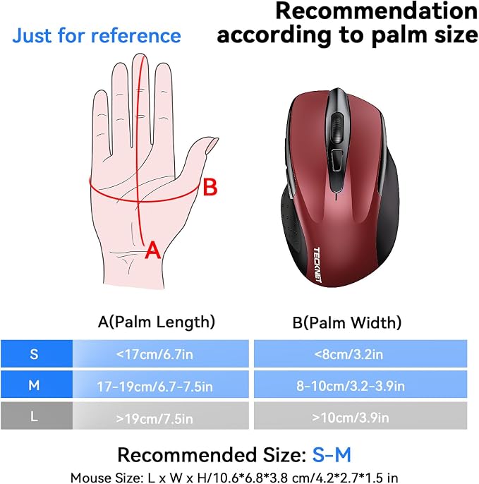 TECKNET Rechargeable Jiggler Wireless Mouse 4800 DPI Silent USB A & Bluetooth - Image 3
