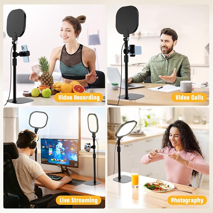 2 Packs Video Conference Lighting Kits, Dimmable Desk Ring Light - Image 2