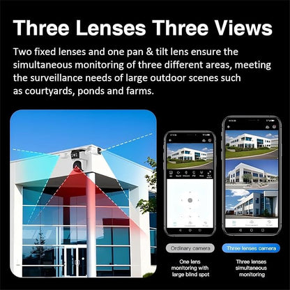EVERSECU Triple Lens WiFi PTZ Security Camera, Three Cameras in One, Side - Image 4